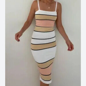 Bodycon midi striped dress